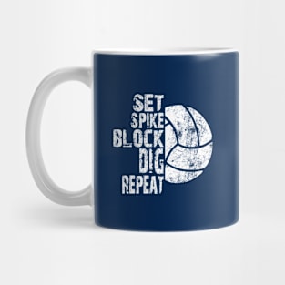 Set Spike Bloack Dig Repeat Distressed Volleybal Coach Player Gift Mug